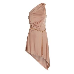 ALEXIS Mellie One-Shoulder High-Low Dress, Size Medium, Beige